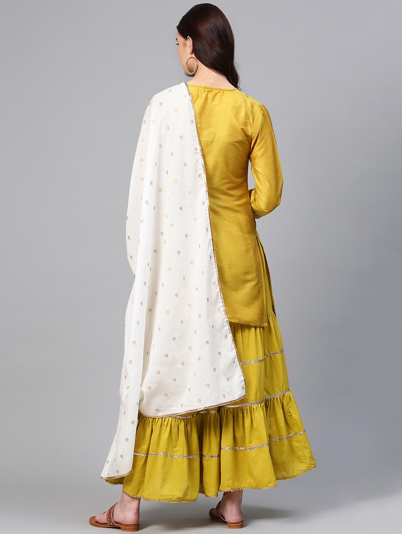 gota patti kurta with tiered sharara set - 15953449 - Zoom Image - 3