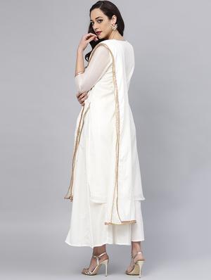 gota patti kurta with paneled skirt & dupatta set - 15953450 - Standard Image - 3