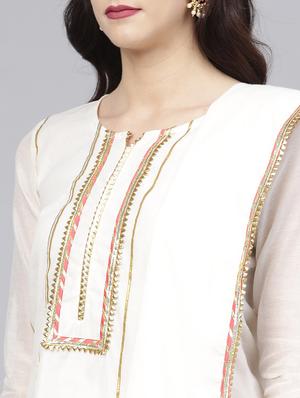 gota patti kurta with paneled skirt & dupatta set - 15953450 - Standard Image - 4