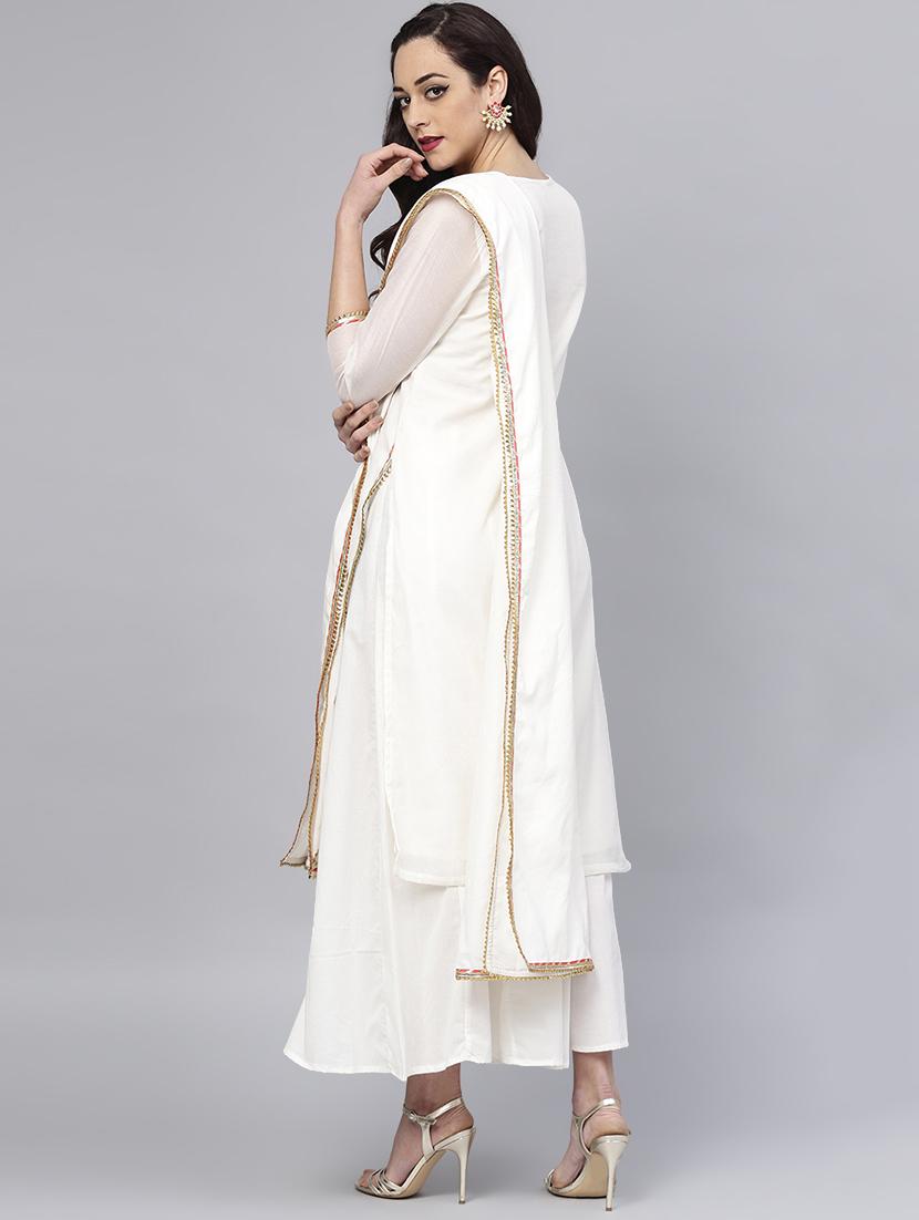 gota patti kurta with paneled skirt & dupatta set - 15953450 - Zoom Image - 3