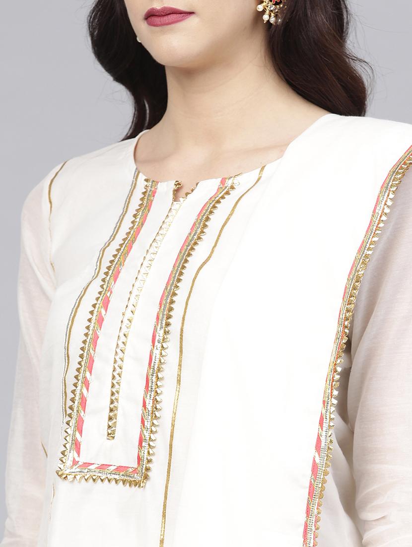 gota patti kurta with paneled skirt & dupatta set - 15953450 - Zoom Image - 4