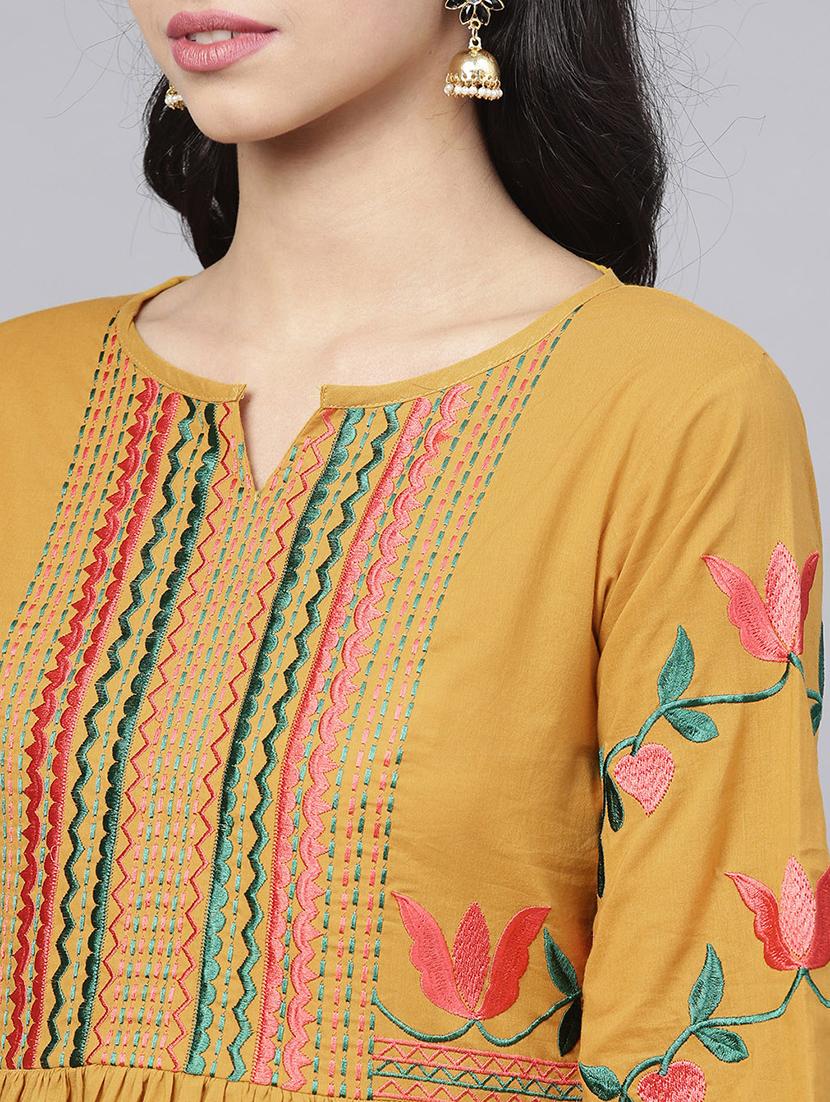 embroidered bell sleeved kurta with palazzo set - 15953452 - Zoom Image - 4