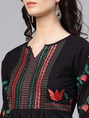 embroidered flared kurta with palazzo set - 15953455 - Standard Image - 4