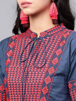 embroidered bell sleeved kurta with palazzo set - 15953457 - Standard Image - 4
