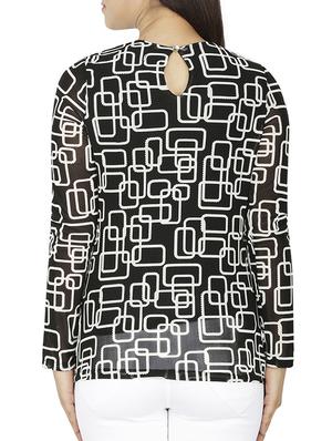 pleated neck geometric top - 15953611 - Standard Image - 3