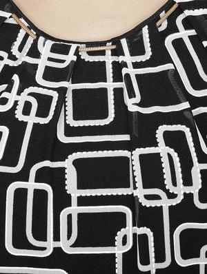 pleated neck geometric top - 15953611 - Standard Image - 4