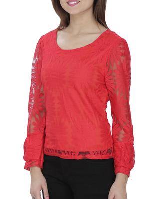 cut out detail floral mesh top - 15953637 - Standard Image - 2
