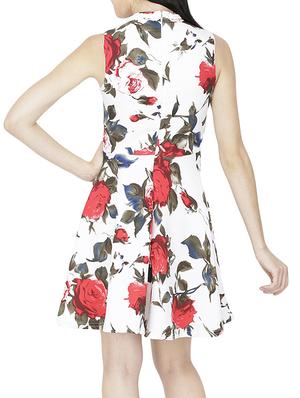 mock neck floral flared dress - 15953647 - Standard Image - 3