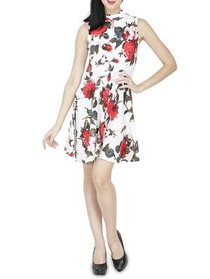 mock neck floral flared dress - 15953647 - Standard Image - 4