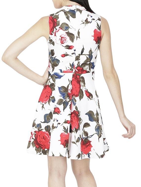 mock neck floral flared dress - 15953647 - Zoom Image - 3