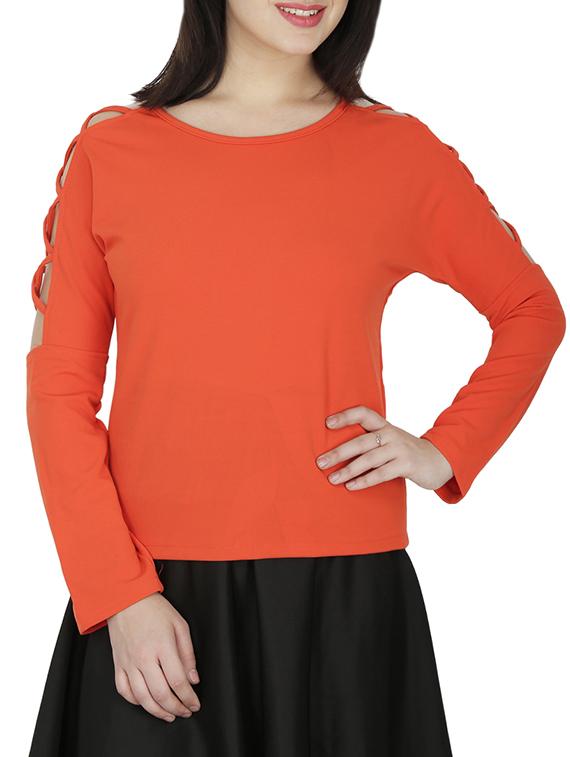 criss cross detail long sleeved top - 15953692 - Zoom Image - 1