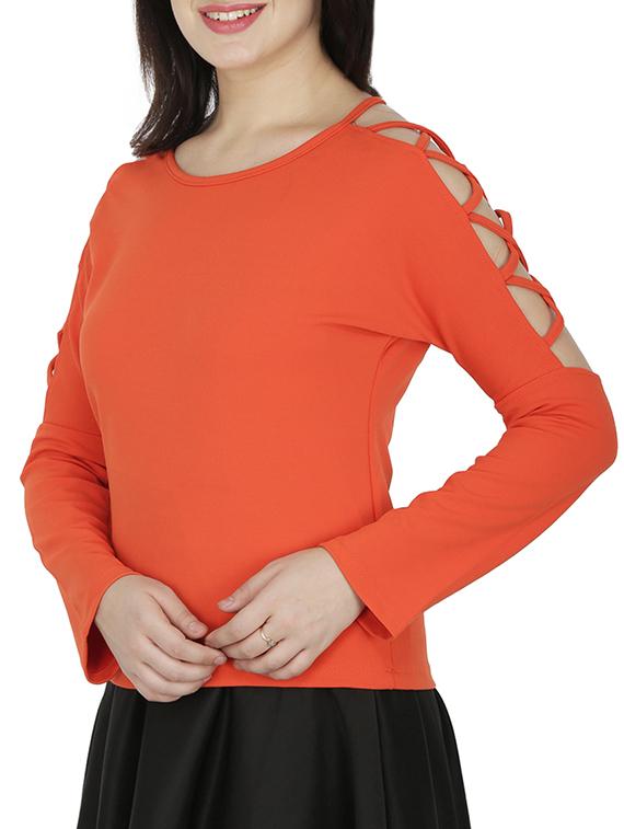 criss cross detail long sleeved top - 15953692 - Zoom Image - 2