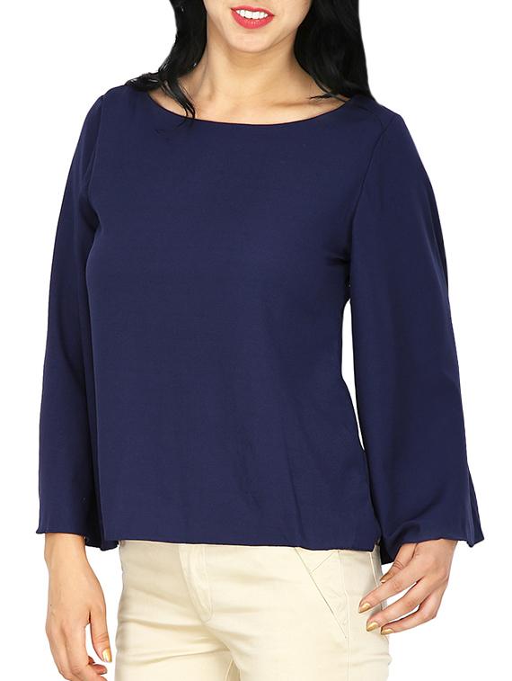 flared sleeved boat neck top - 15953734 - Zoom Image - 2