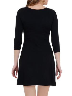 round neck solid a-line dress - 15953863 - Standard Image - 3