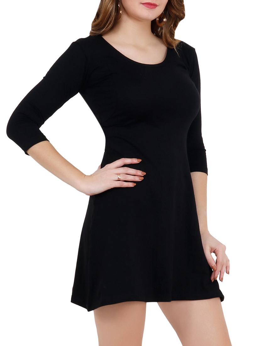 round neck solid a-line dress - 15953863 - Zoom Image - 2