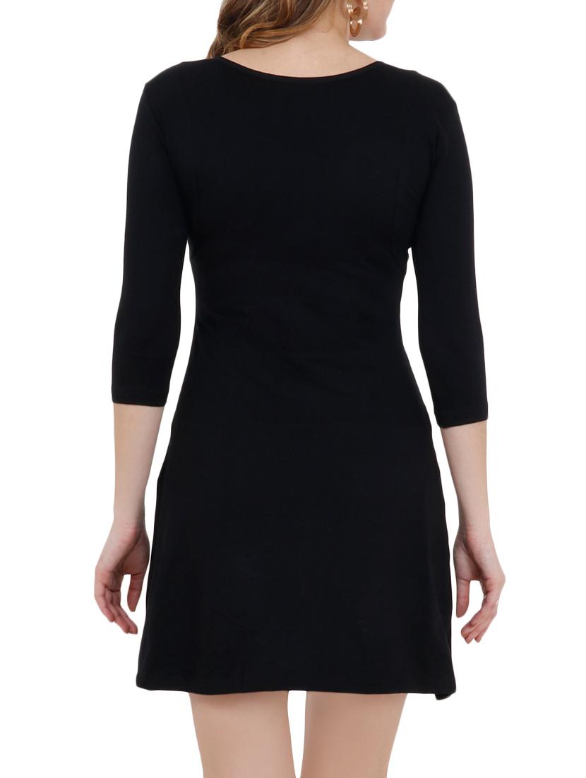 round neck solid a-line dress - 15953863 - Zoom Image - 3