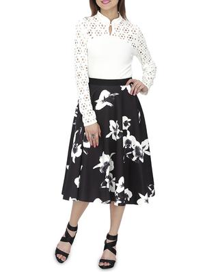 high rise floral flared skirt - 15953883 - Standard Image - 4