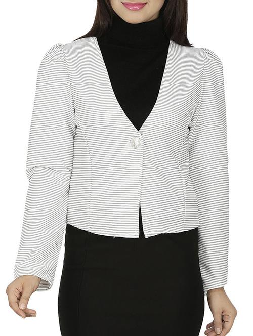 bow detail striped casual blazer - 15953947 - Standard Image - 1