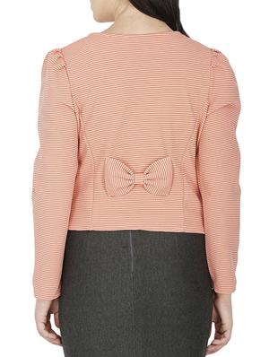 bow detail striped casual blazer - 15953948 - Standard Image - 3