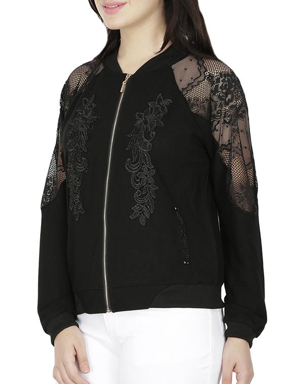 lace detail varsity jacket - 15953955 - Zoom Image - 2