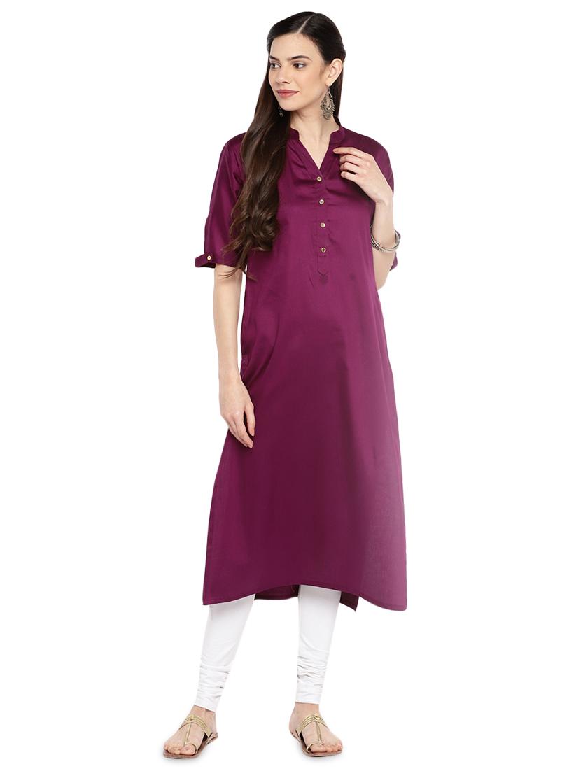 straight solid kurta - 15953990 - Zoom Image - 1