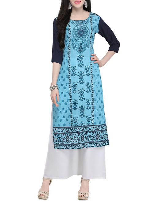 printed straight kurta - 15954084 - Very Small Image - 1