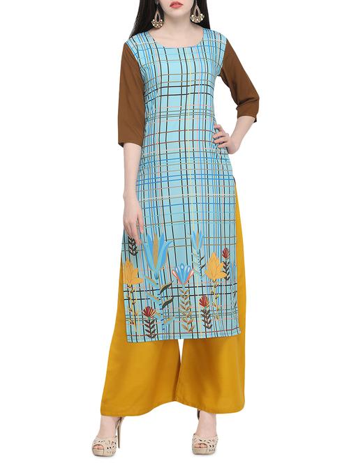 checkered straight kurta - 15954087 - Very Small Image - 1