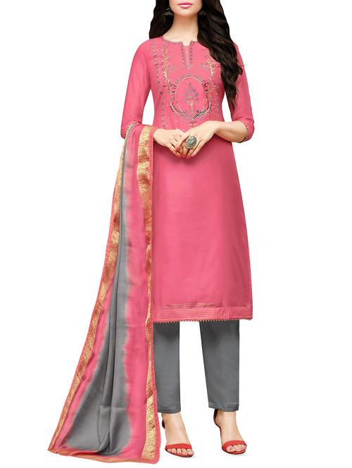 embroidered unstitched suit - 15954111 - Standard Image - 1