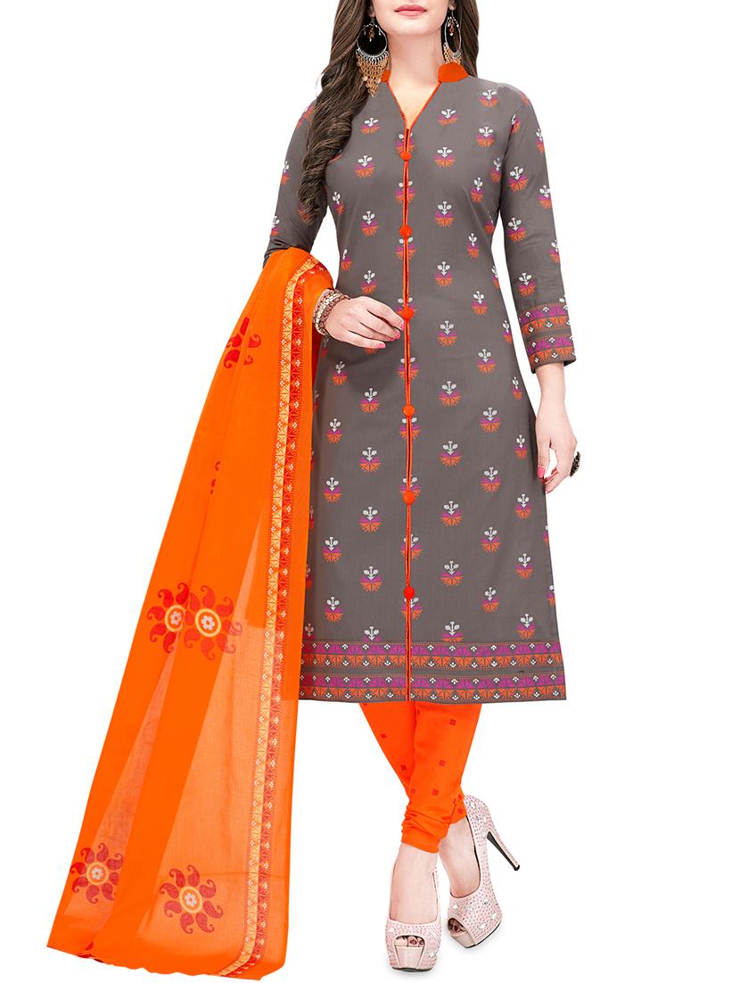 printed unstitched churidaar suit - 15954221 - Zoom Image - 1