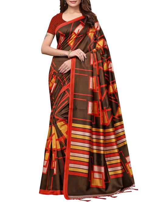 geometric printed saree with blouse - 15954302 - Standard Image - 1