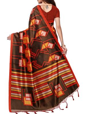 geometric printed saree with blouse - 15954302 - Standard Image - 2