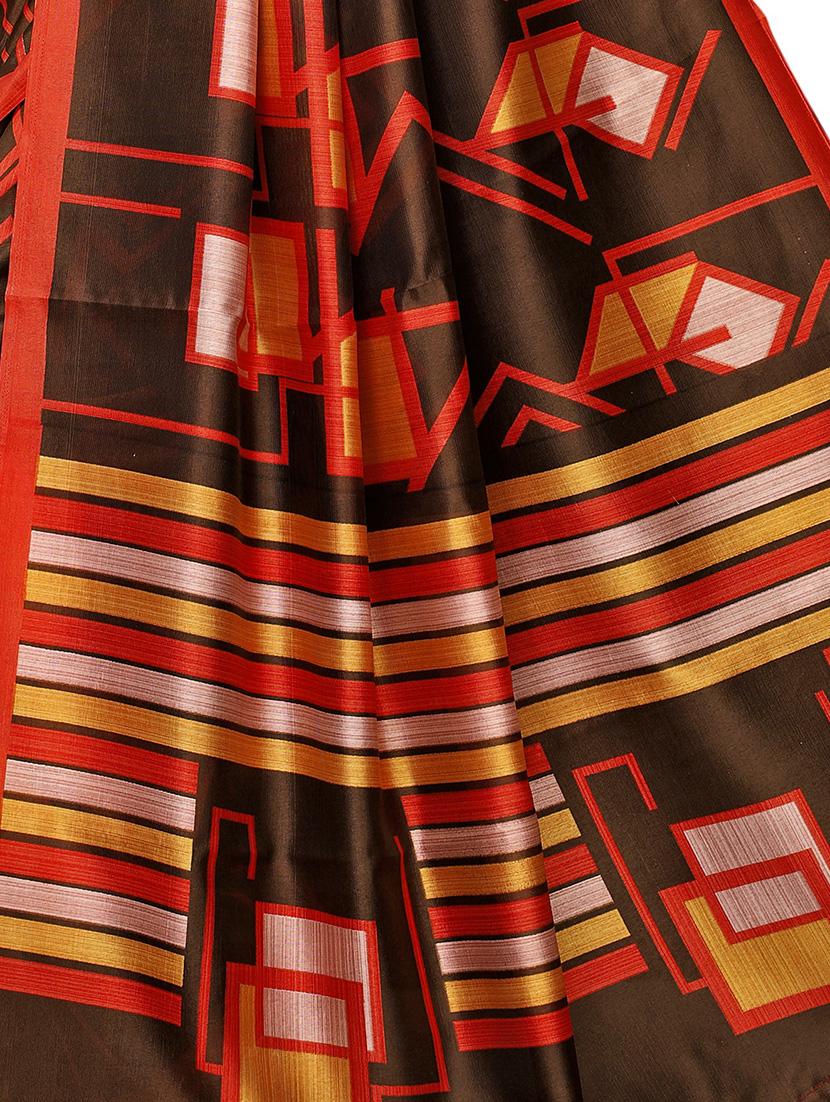 geometric printed saree with blouse - 15954302 - Zoom Image - 4