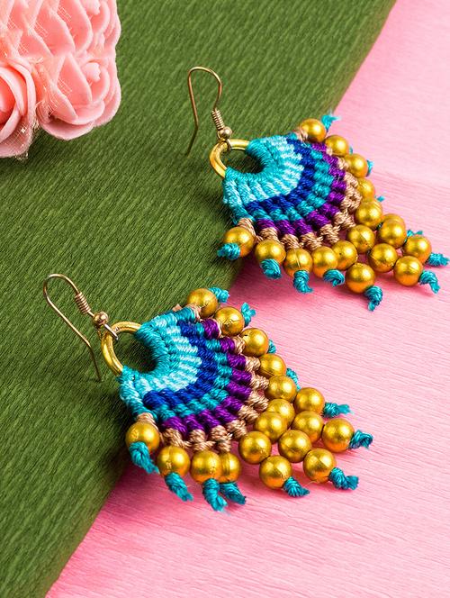 multi colored wool drop earring - 15954419 - Standard Image - 1