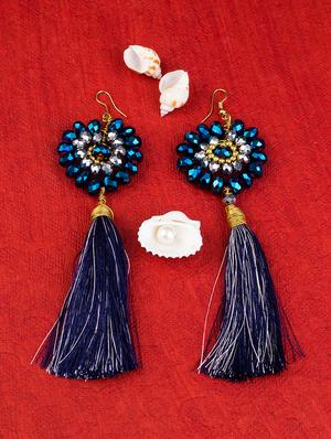 blue gold tone drop earring - 15954420 - Standard Image - 2