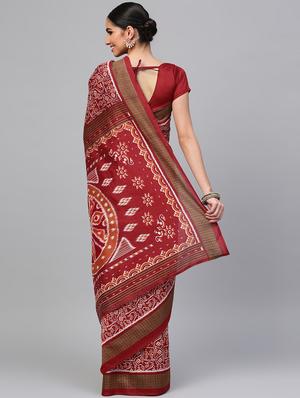 ikat printed saree with blouse - 15954568 - Standard Image - 2