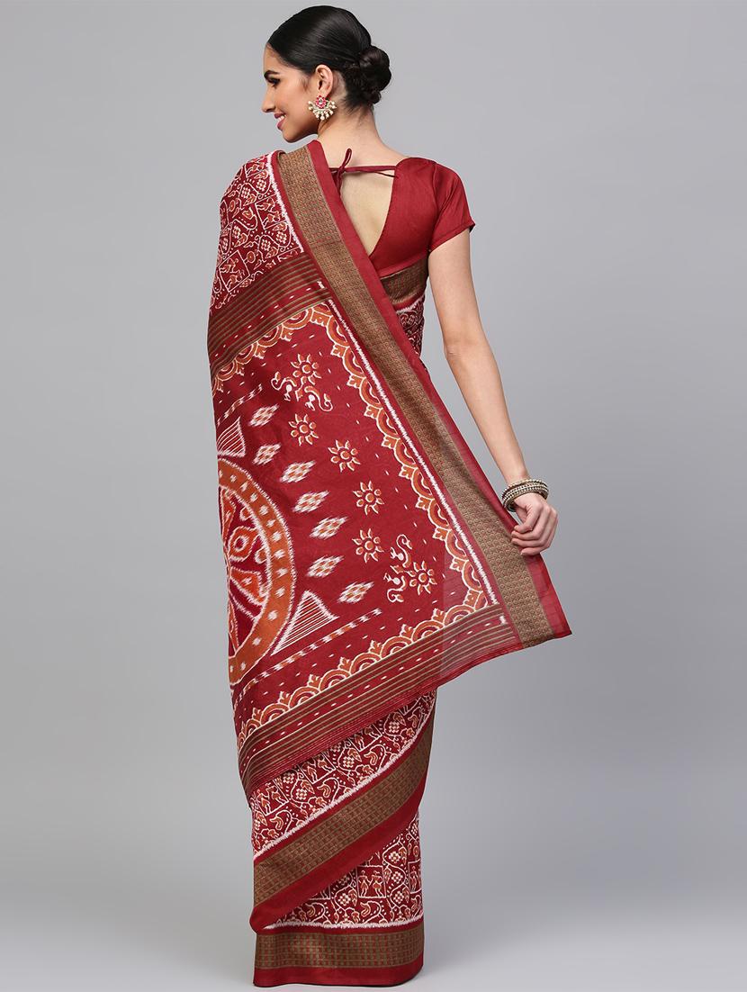ikat printed saree with blouse - 15954568 - Zoom Image - 2