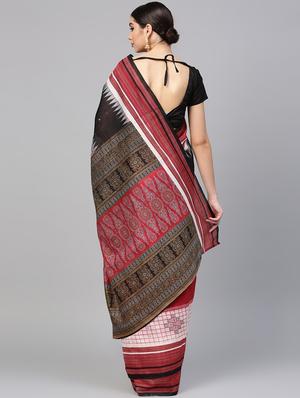 geometric printed saree with blouse - 15954569 - Standard Image - 2