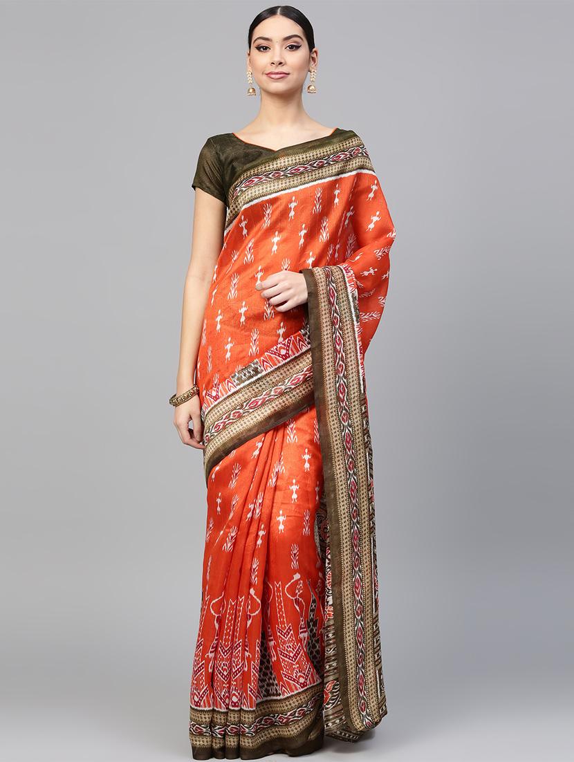 warlia printed saree with blouse - 15954572 - Zoom Image - 1