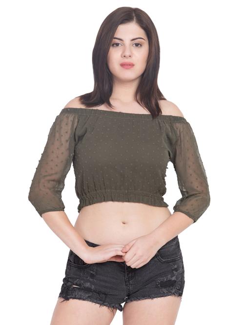 off shoulder crop top - 15955272 - Standard Image - 1