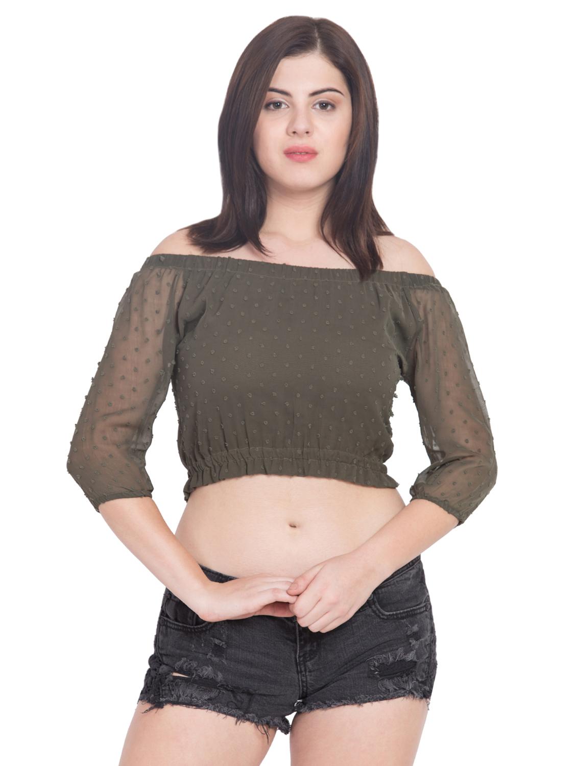 off shoulder crop top - 15955272 - Zoom Image - 1
