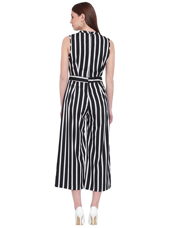 navy blue polyester full leg jumpsuit - 15955312 - Zoom Image - 3