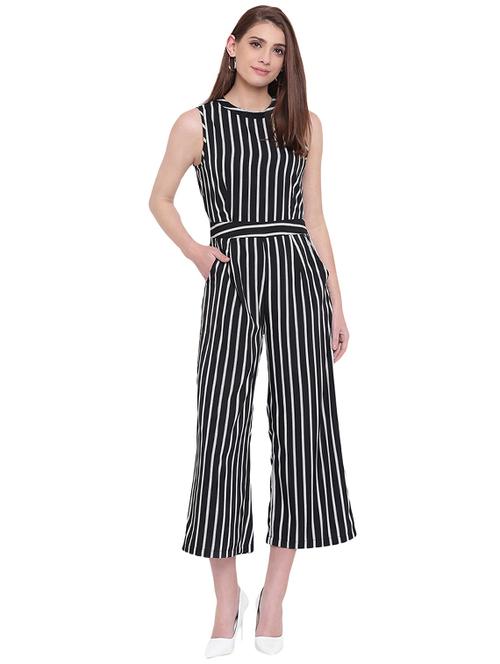 black polyester full leg jumpsuit - 15955313 - Standard Image - 1