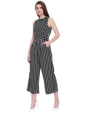 black polyester full leg jumpsuit - 15955313 - Standard Image - 2