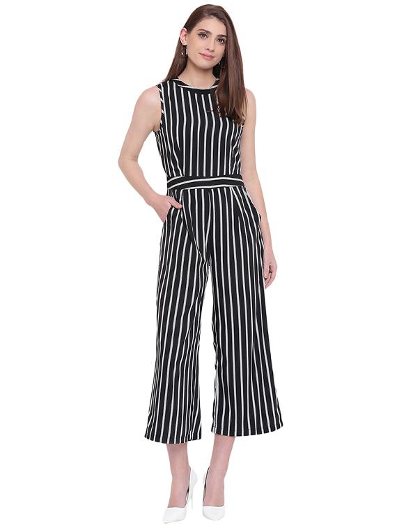 black polyester full leg jumpsuit - 15955313 - Zoom Image - 1