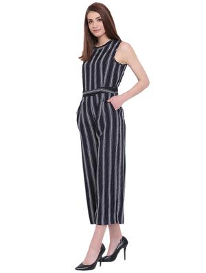 navy blue polyester full leg jumpsuit - 15955314 - Standard Image - 2
