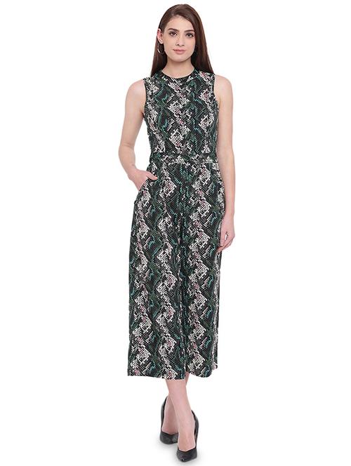 crew neck snake print jumpsuit - 15955321 - Standard Image - 1