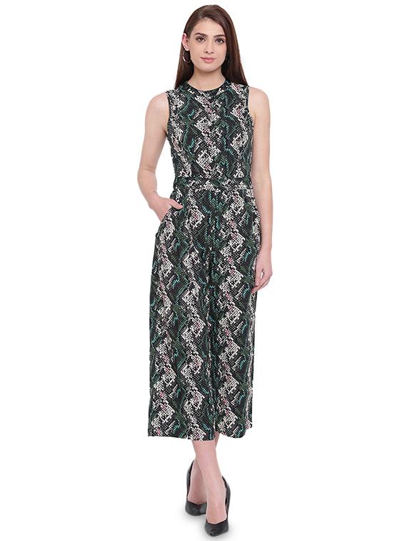 crew neck snake print jumpsuit - 15955321 - Zoom Image - 1