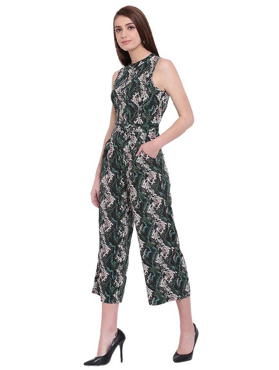 crew neck snake print jumpsuit - 15955321 - Zoom Image - 2