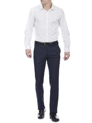 blue polyester flat front trousers formal - 15955336 - Standard Image - 4