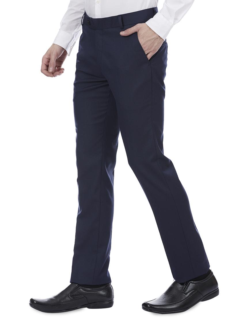 blue polyester flat front trousers formal - 15955336 - Zoom Image - 2